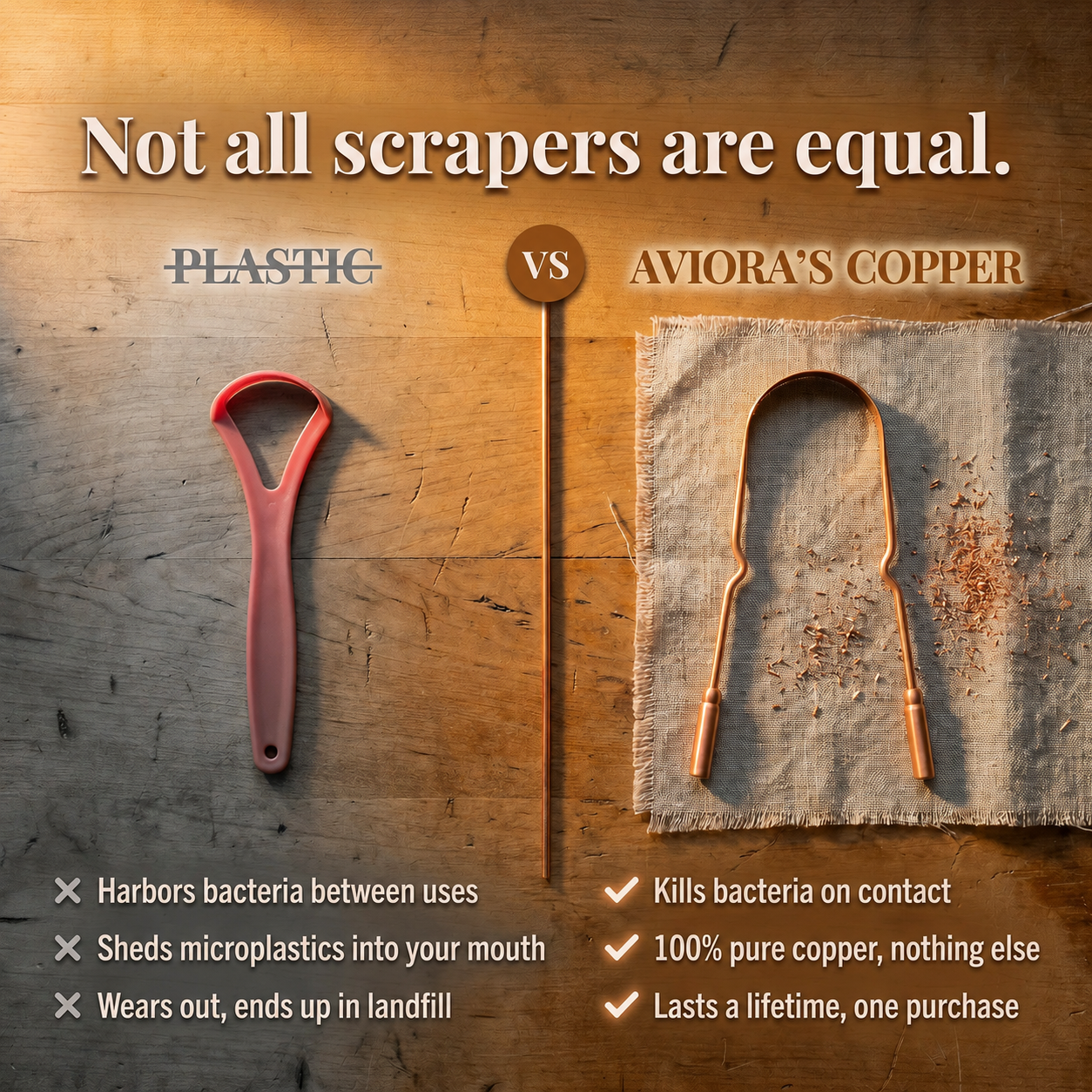 Aviora's Pure Copper Tongue Scraper