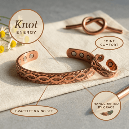 Aviora Knot Copper Bracelet with Ring