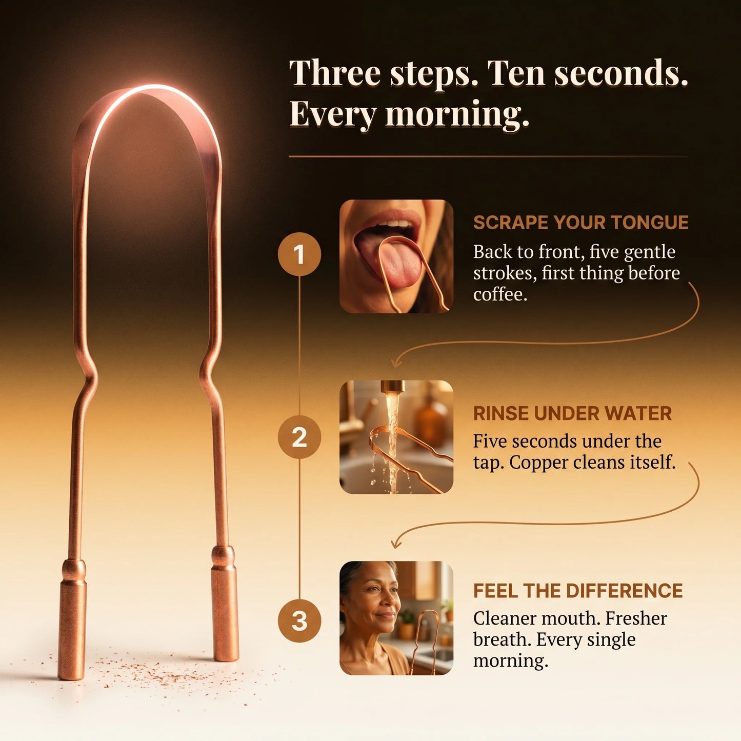 Aviora's Pure Copper Tongue Scraper